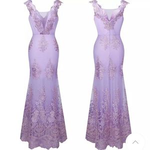 Purple prom fancy evening wedding guest dress NWT